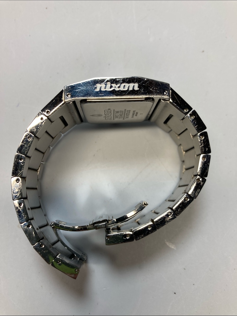 Nixon Rotolog, Silver and Dark Wood Inlay Bracelet Watch, new battery - Picture 10 of 16